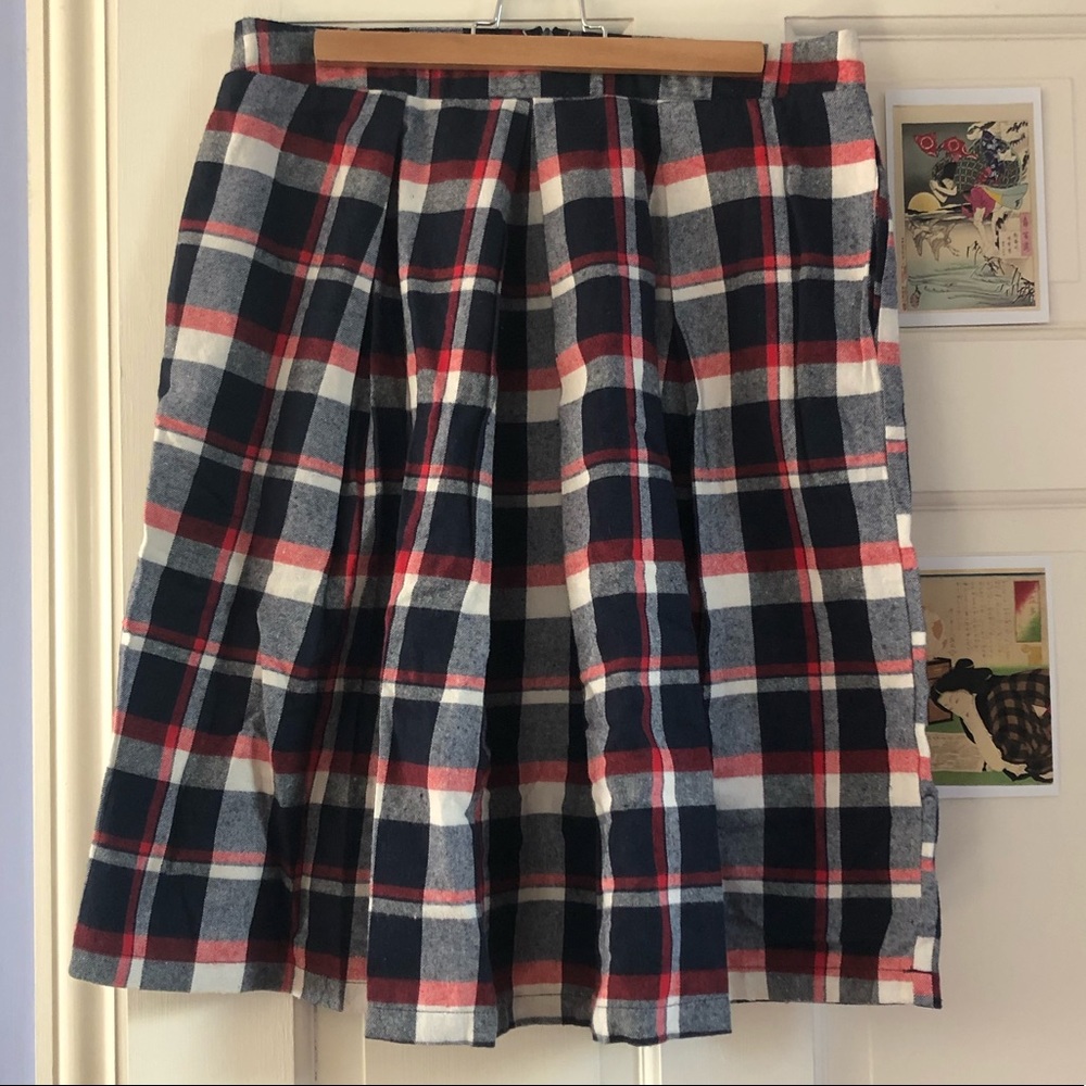 Knee length flannel skirt